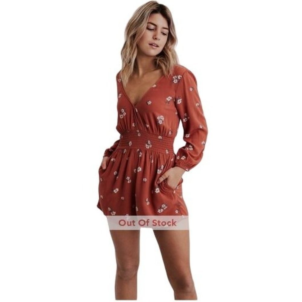 American Eagle Women Peach Smocked Waist Romper Size Large